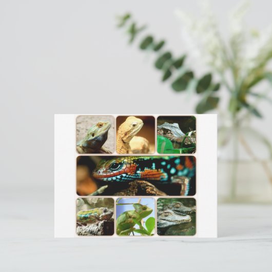 Lizard Collage Postkarte (Stehend Vorderseite)