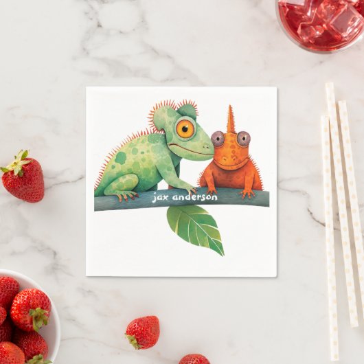 Lizard Colorful Birthday Party Serviette (Beispiel)