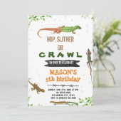 Lizard Geburtstagseinladung Einladung (Stehend Vorderseite)