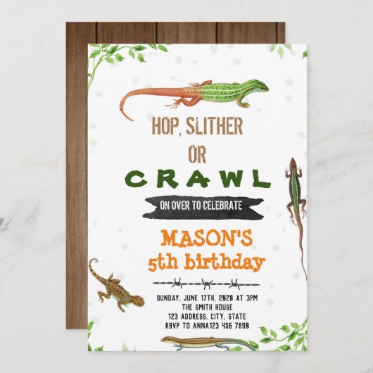 Lizard Geburtstagseinladung Einladung (Vorne/Hinten)