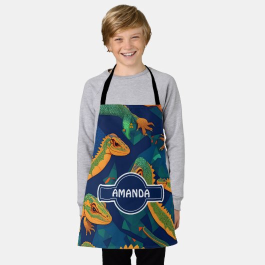 Lizard Geometric Personalisiertes Muster Schürze (Getragen)