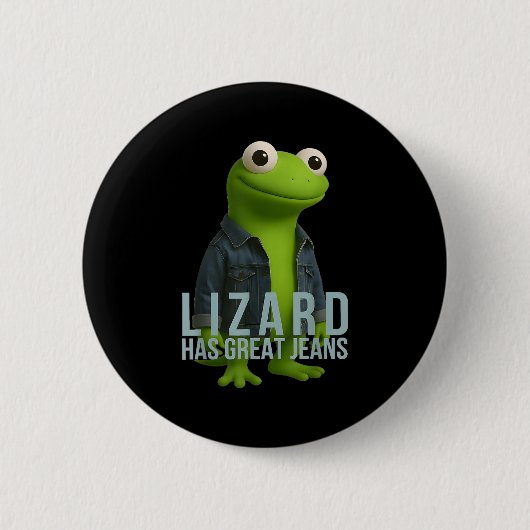 Lizard hat große Jeans Funny Retro Denim Meme Humo Button (Vorderseite)