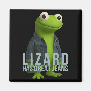 Lizard hat große Jeans Funny Retro Denim Meme Humo Magnet