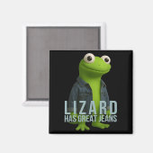 Lizard hat große Jeans Funny Retro Denim Meme Humo Magnet (Vorderseite/Rückseite)