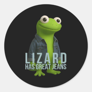 Lizard hat große Jeans Funny Retro Denim Meme Humo Runder Aufkleber