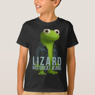 Lizard hat große Jeans Funny Retro Denim Meme Humo T-Shirt