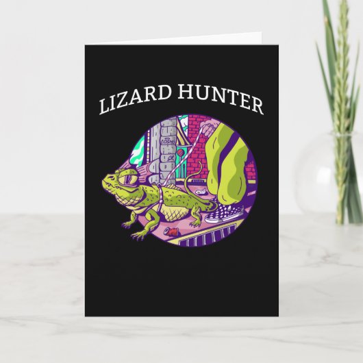 Lizard Hunter Green Gecko Iguana Gekko Men Lizard Karte (Vorderseite)