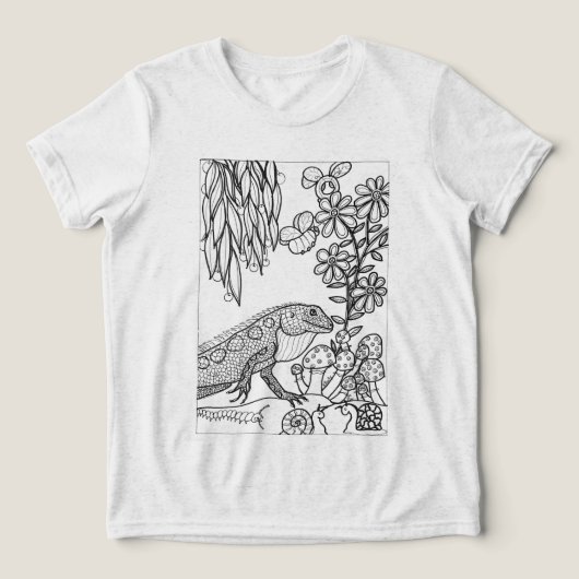 Lizard in Fantasy Landschaftsfarbe Tri-Blend Shirt (Design Vorderseite)