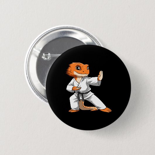 Lizard Karate Bartded Dragon Eigentümer Bartded Dr Button (Vorne & Hinten)