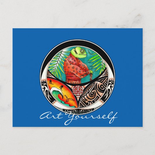 Lizard Kung Fu Zeichnend Postkarte (Vorderseite)