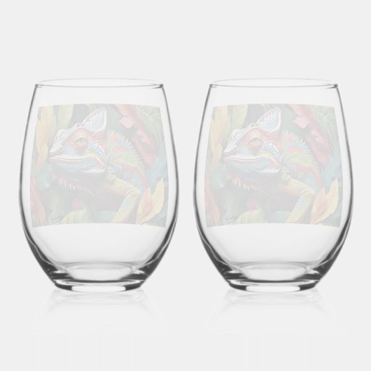 Lizard Leaves & Colour    Weinglas Ohne Stiel (Rückseite)