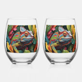 Lizard Leaves & Colour    Weinglas Ohne Stiel (Vorderseite)