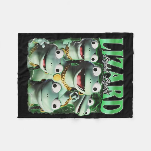 Lizard Lizard Lizard Funny Meme Lizard Bootleg Wei Fleecedecke (Vorderseite (Horizontal))