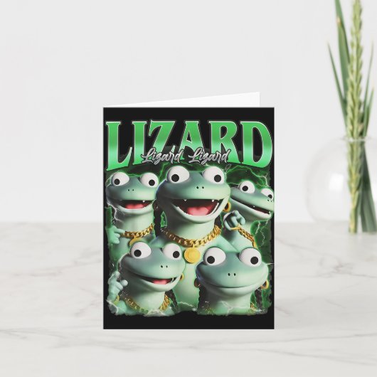 Lizard Lizard Lizard Funny Meme Lizard Bootleg Wei Karte (Vorderseite)