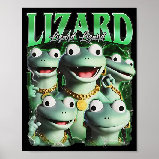 Lizard Lizard Lizard Funny Meme Lizard Bootleg Wei Poster (Vorne)