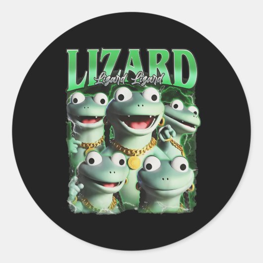 Lizard Lizard Lizard Funny Meme Lizard Bootleg Wei Runder Aufkleber (Vorderseite)