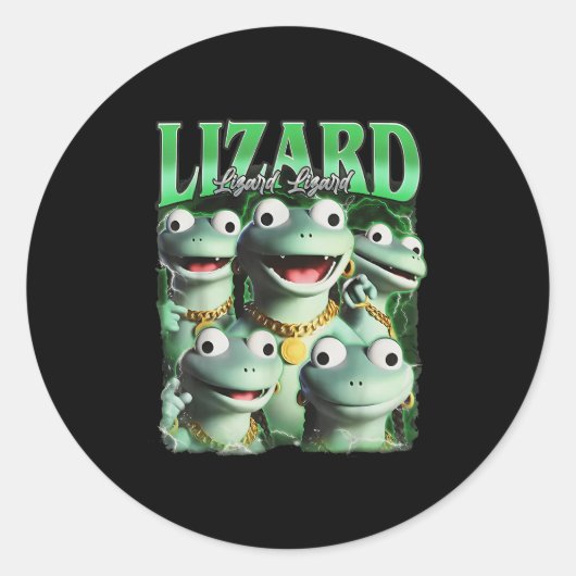 Lizard Lizard Lizard Funny Meme Lizard Bootleg Wei Runder Aufkleber (Vorderseite)