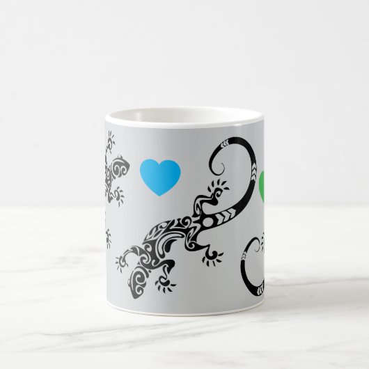 Lizard Lover Coffee Mug with Rainbow Hearts Kaffeetasse (Mittel)