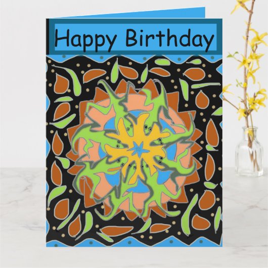 Lizard Mandala Karte (Gelbe Blume)