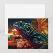 Lizard mit einem Getränk Postkarte (Vorne/Hinten)