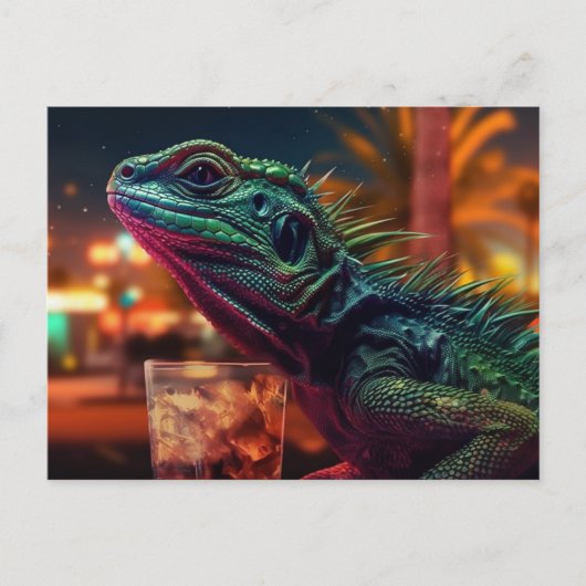 Lizard mit einem Getränk Postkarte (Vorderseite)