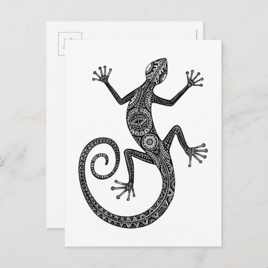 Lizard oder Salamander Doodle Postkarte (Vorne/Hinten)