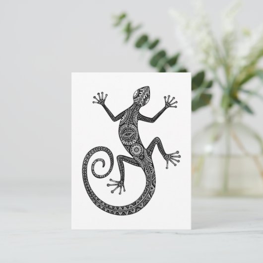 Lizard oder Salamander Doodle Postkarte (Stehend Vorderseite)
