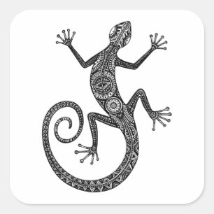 Lizard oder Salamander Doodle Quadratischer Aufkleber