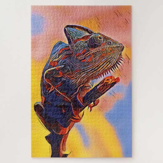 Lizard Portrait Painting Digital Art Puzzle (Vertikal)