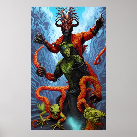 Lizard Power Bonanza - Ken Gage Surreal Art Poster (Vorne)