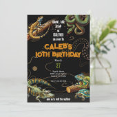 Lizard Snake Turtle Reptile Dark Birthday Party Einladung (Stehend Vorderseite)