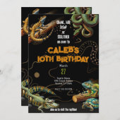 Lizard Snake Turtle Reptile Dark Birthday Party Einladung (Vorne/Hinten)
