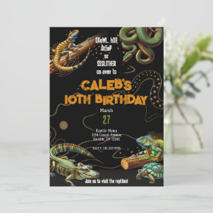 Lizard Snake Turtle Reptile Dark Birthday Party Einladung