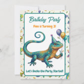 Lizard Themed Boy's Birthday Party Einladung (Vorderseite)