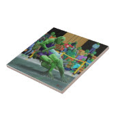 Lizard Warrior Wrestling Fantasy Art Keramik Tile Fliese (Seite)