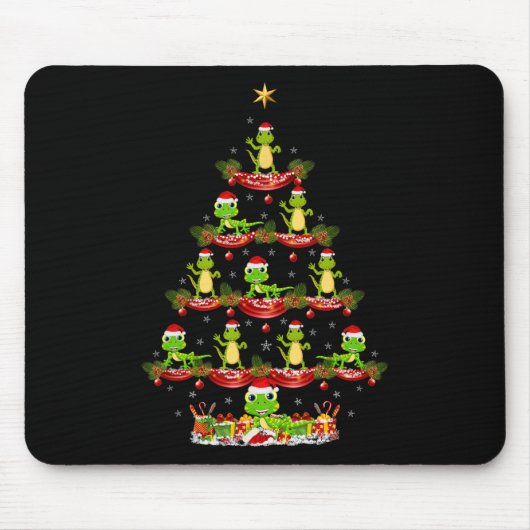 Lizard Xmas Lighting Santa Lizard Weihnachtsbaum Mousepad (Vorne)