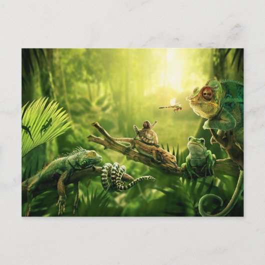 Lizards Frogs Jungle Reptiles Landschaft Postkarte (Vorderseite)