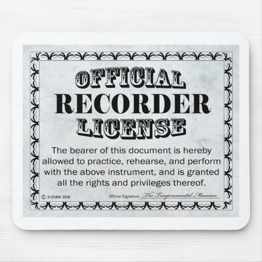 Lizenz aufzeichnen mousepad (Vorne)