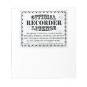 Lizenz aufzeichnen notizblock (Vorderseite)