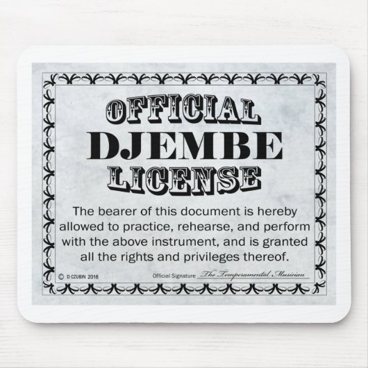 Lizenz für Djembe Mousepad (Vorne)