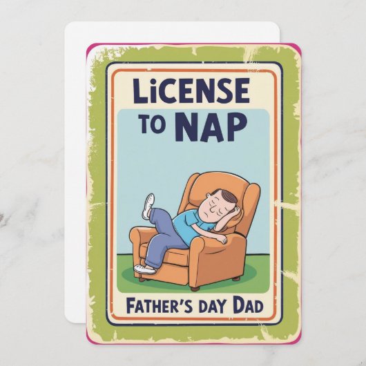 Lizenz für Nickerchen - Vatertag Grußkarte Einladung (Vorne/Hinten)