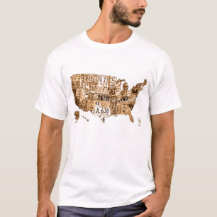 Lizenz-Platten-Karte des USAsepia-Ton-T - Shirt