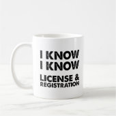 Lizenz und Registrierung Funny Mug Kaffeetasse (Links)