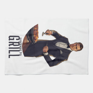 Lizenz zum Grillen James Bond Parodie Illustration Geschirrtuch