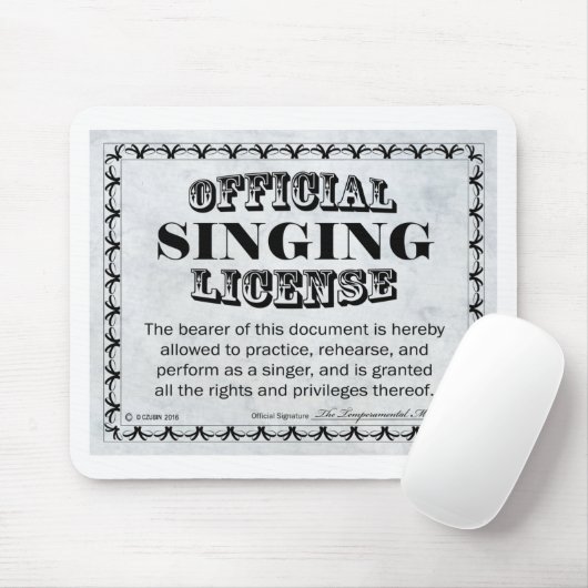 Lizenz zum Signieren Mousepad (Mit Mouse)