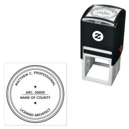 Lizenzierte Architektur LLC Briefmarke mit Stern P Permastempel (Beispiel)