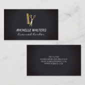 Lizenzierte Barberleder-Goldkämme und -schere Visitenkarte (Vorne/Hinten)