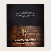 Lizenzierte Barberleder-Goldkämme und -schere Visitenkarten (Außenseite Aufgefaltet)