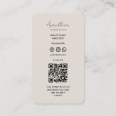 Lizenzierte Kosmetikerin Sand Minimal QR Code Visitenkarte (Rückseite)