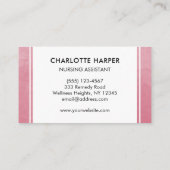 Lizenzierter medizinischer Pflegeassistent Pink Wa Visitenkarte (Rückseite)